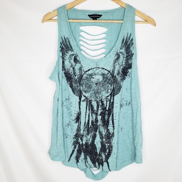 Rock & Republic Tops - 3/$20 Rock & Republic Dreamcatcher Green Tank XL